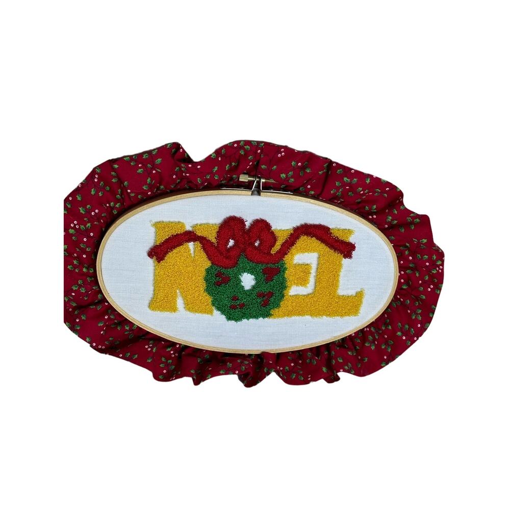 Vintage Oval Cross Stitch Christmas Ornament JOY Decoration